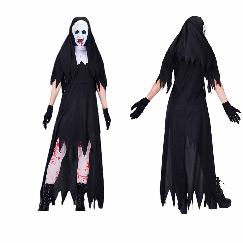 Zombie Nun Habit + Mask Adult Costume Female Uk Size 10 14 main image 0