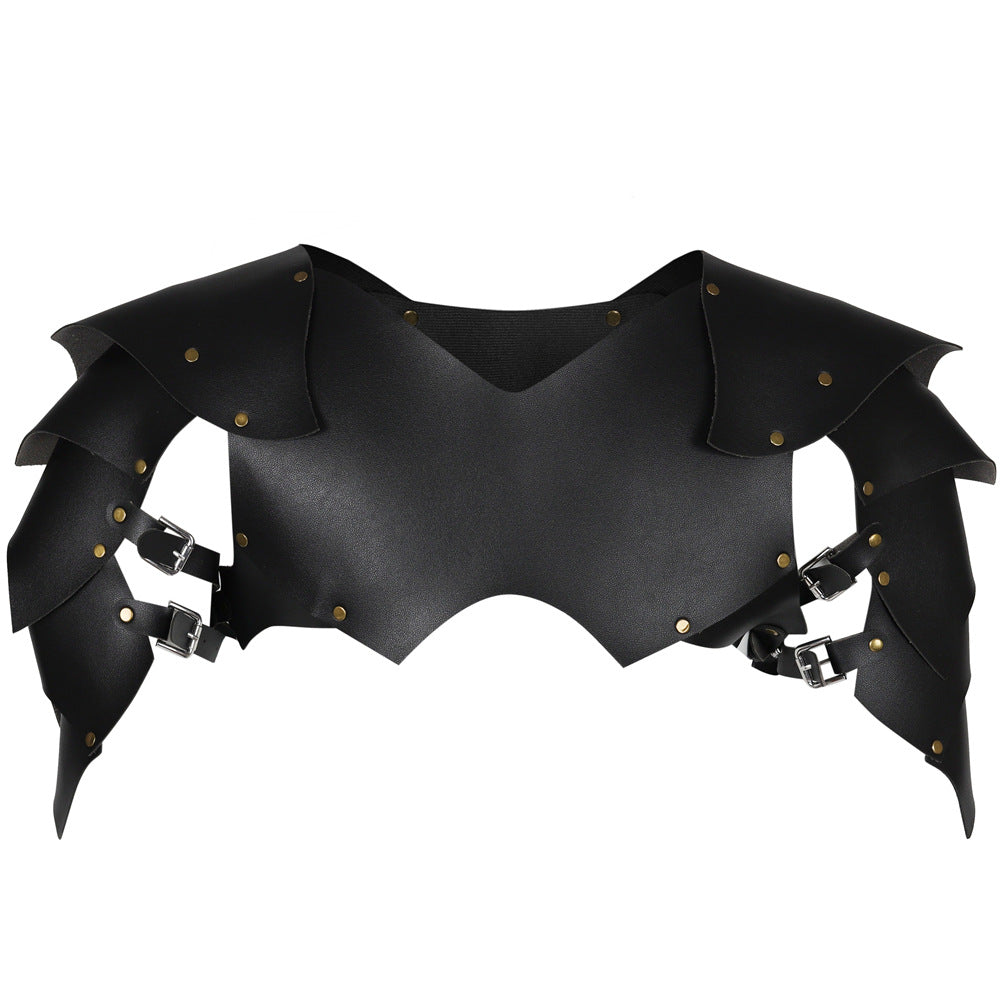 Medieval Crusader Knight Punk Magic Leather Shoulder Guards Chest Armor ...